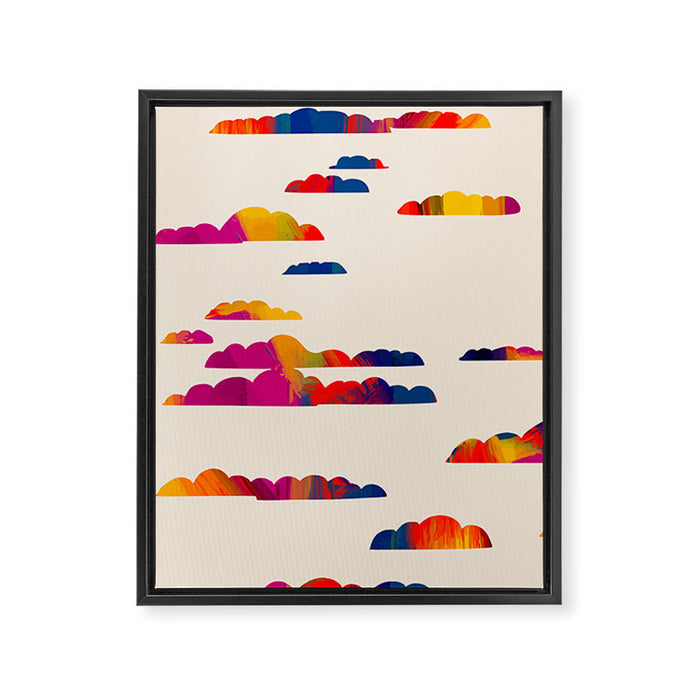 Totem Clouds, Colorful Sky Vibrant Eclectic Bohemian, Abstract Positivity Good Vibes Boho Contemporary Modern Painting Framed Canvas Print Gallery Image 1
