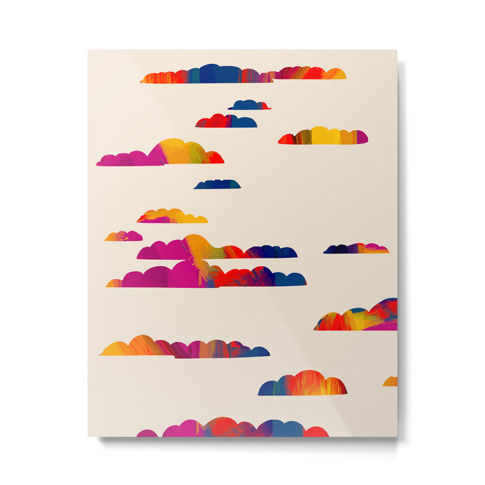 Totem Clouds, Colorful Sky Vibrant Eclectic Bohemian, Abstract Positivity Good Vibes Boho Contemporary Modern Painting Metal Print Gallery Image 1