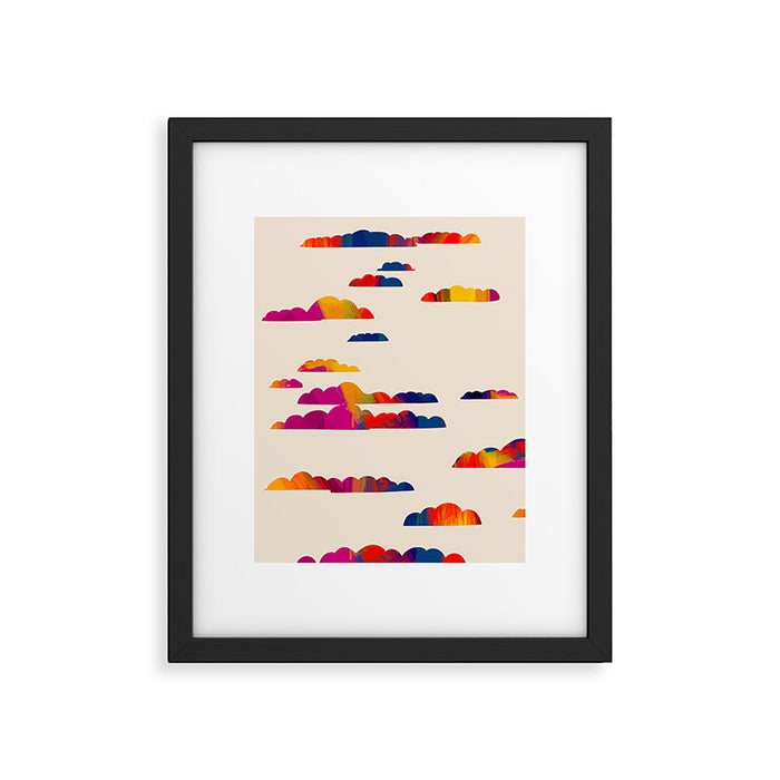 Totem Clouds, Colorful Sky Vibrant Eclectic Bohemian, Abstract Positivity Good Vibes Boho Contemporary Modern Painting Framed Art Print Gallery Image 1