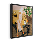 Tour, Pet Dog Walk, Italy Summer Fashion Woman, Animal Illustration, Travel Bohemian Cooper Painting Framed Canvas Print Gallery Image 2