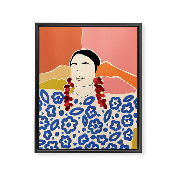 Trends, Bohemian Abstract Matisse Woman, Fashion Grapes Eclectic Illustration, Colorful Boho Contemporary Modern  Framed Canvas Print Gallery Image 1