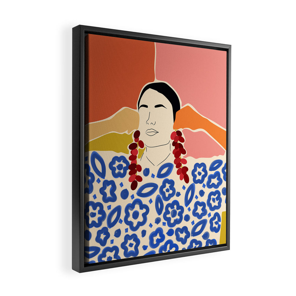 Trends, Bohemian Abstract Matisse Woman, Fashion Grapes Eclectic Illustration, Colorful Boho Contemporary Modern  Framed Canvas Print Gallery Image 2