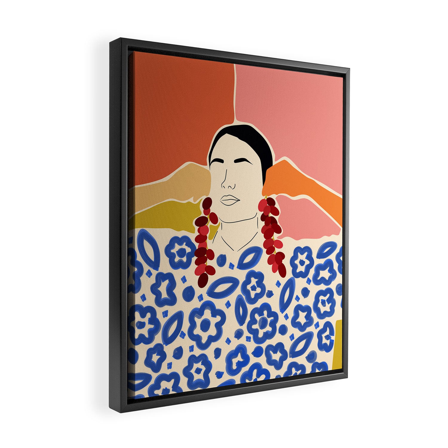 Trends, Bohemian Abstract Matisse Woman, Fashion Grapes Eclectic Illustration, Colorful Boho Contemporary Modern  Framed Canvas Print Gallery Image 2