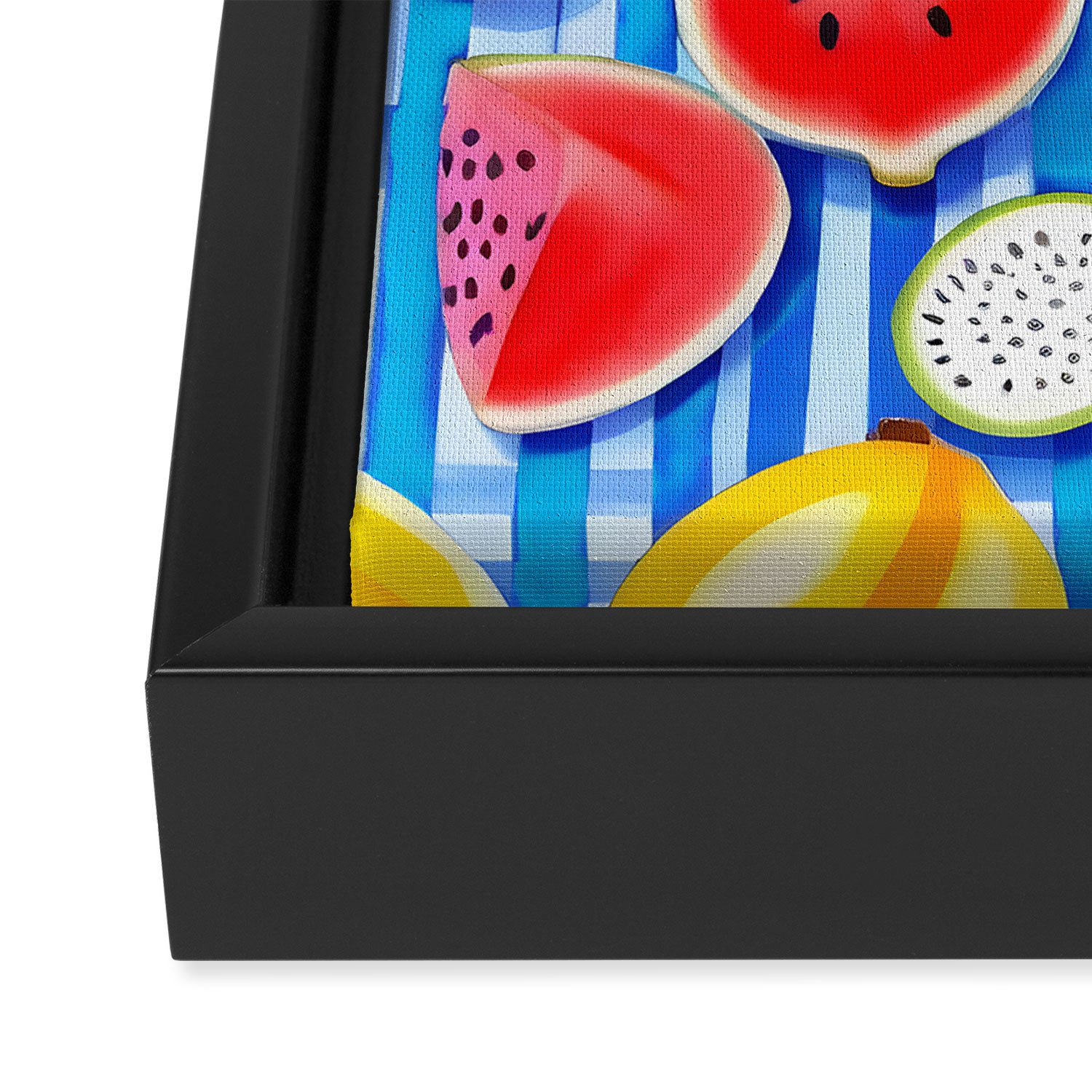 Tropical Fruit Pop, Colorful Eclectic Mango Dragon Fruits, Watermelon Eclectic Juicy Food Picnic  Framed Canvas Print Gallery Image 3