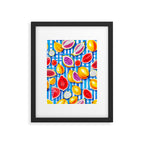 Tropical Fruit Pop, Colorful Eclectic Mango Dragon Fruits, Watermelon Eclectic Juicy Food Picnic  Framed Art Print Gallery Image 5