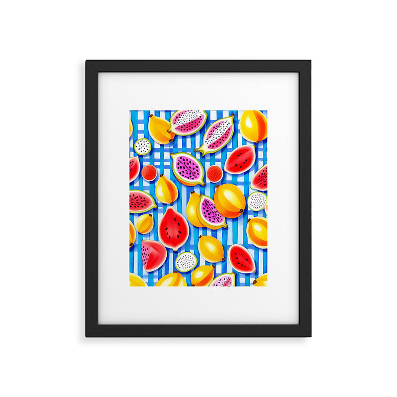 Tropical Fruit Pop, Colorful Eclectic Mango Dragon Fruits, Watermelon Eclectic Juicy Food Picnic  Framed Art Print Gallery Image 5