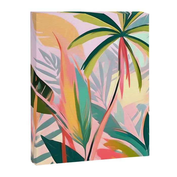 Tropical Jewels, Pastel Jungle Botanical Pastel, Bohemian Eclectic Plants Palms, Exotic Forest Nature Painting Canvas Print Gallery Image 1