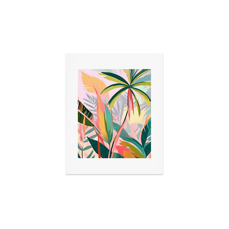 Tropical Jewels, Pastel Jungle Botanical Pastel, Bohemian Eclectic Plants Palms, Exotic Forest Nature Painting Art Print Gallery Image 1