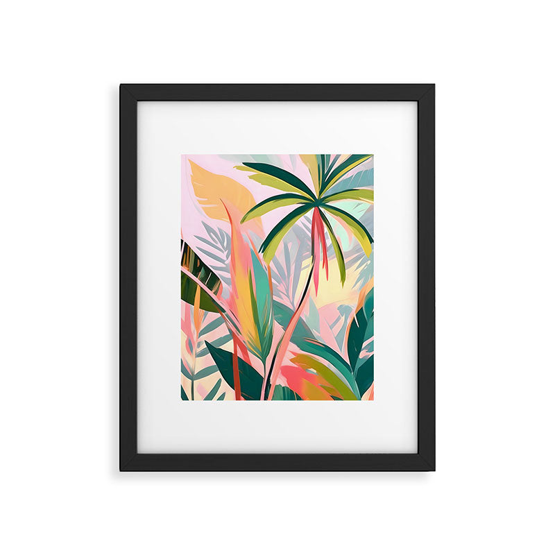 Tropical Jewels, Pastel Jungle Botanical Pastel, Bohemian Eclectic Plants Palms, Exotic Forest Nature Painting Framed Art Print Gallery Image 5
