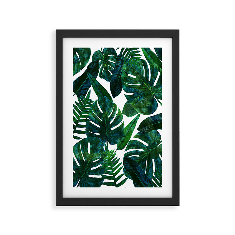 Tropical Nature Monstera Watercolor Painting, Botanical Jungle Dark Palm Illustration Framed Art Print Gallery Image 3