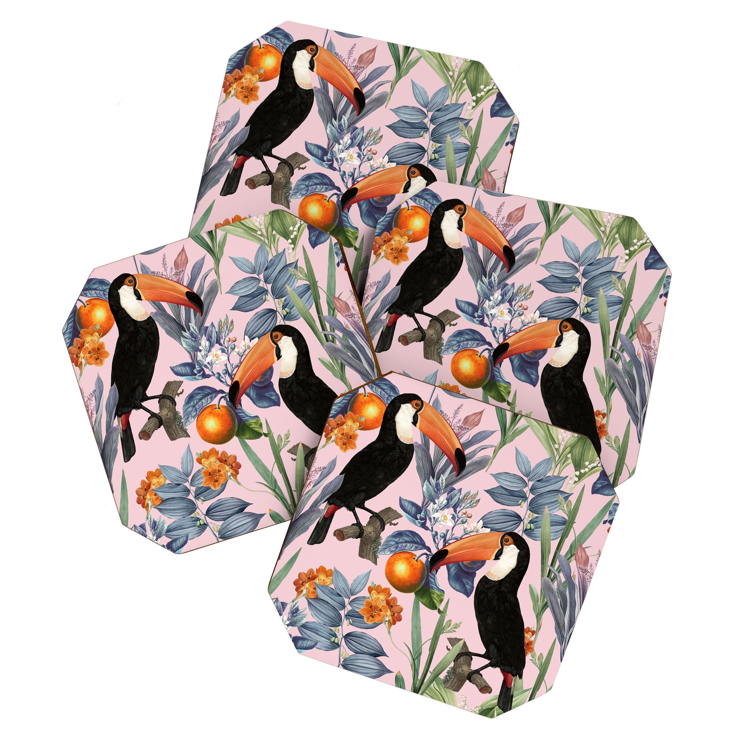 Tucan Garden #pattern #illustration Coaster Gallery Image 1
