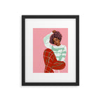 Un-Confine, Free Spirit Colorful People, Plaid Check Pattern Black Woman Afro, Tartar Fashion Eclectic Bohemian, Hep Chic Illustration Painting Framed Art Print Gallery Image 5