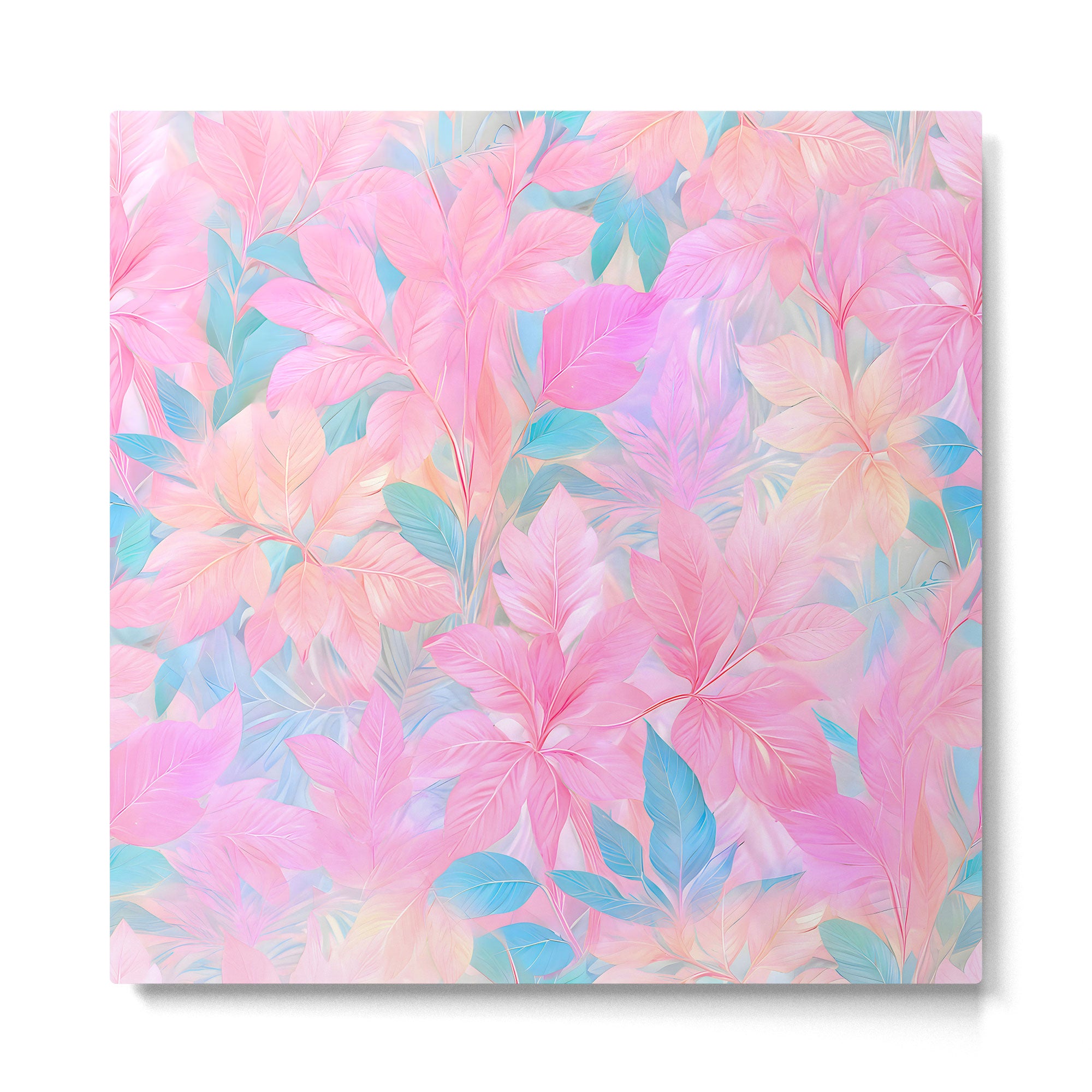 Unicorn Garden, Iridescent Holographic Soft Pastel Gradient, Yoga Meditation Mindfulness Spiritual, Eclectic Pink Botanical Nature Plants Forest Graphic Design Pattern Metal Print Gallery Image 2