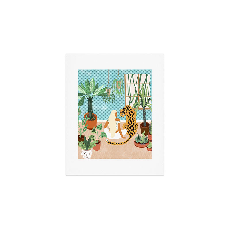 Urban Jungle Illustration, Tiger Home Decor, Woman & Modern Bohemian Wildlife Painting Art Print Gallery Image 1