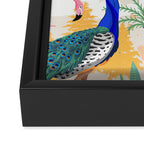 Utopia, Tropical Wildlife Animals, Flamingo Peacock Seagull Vintage Botanical Palm Framed Canvas Print Gallery Image 3