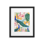 Utopia, Tropical Wildlife Animals, Flamingo Peacock Seagull Vintage Botanical Palm Framed Art Print Gallery Image 5