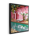Vacay Villa | Blush Pink Summer Architecture | Tropical Travel Building | Palm Bohemian Resort Framed Canvas Print Gallery Image 2