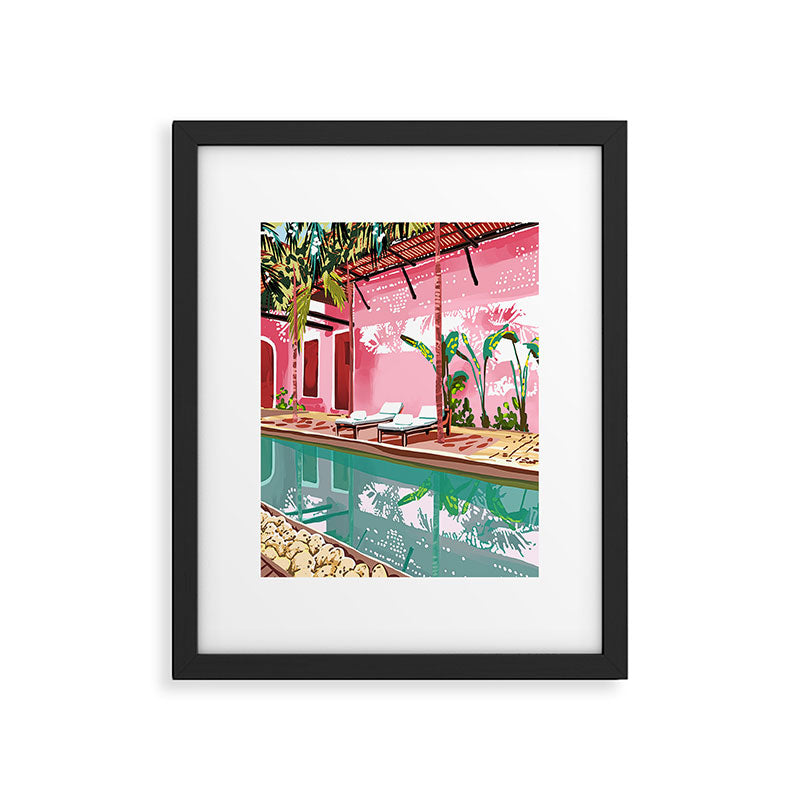 Vacay Villa | Blush Pink Summer Architecture | Tropical Travel Building | Palm Bohemian Resort Framed Art Print Gallery Image 6