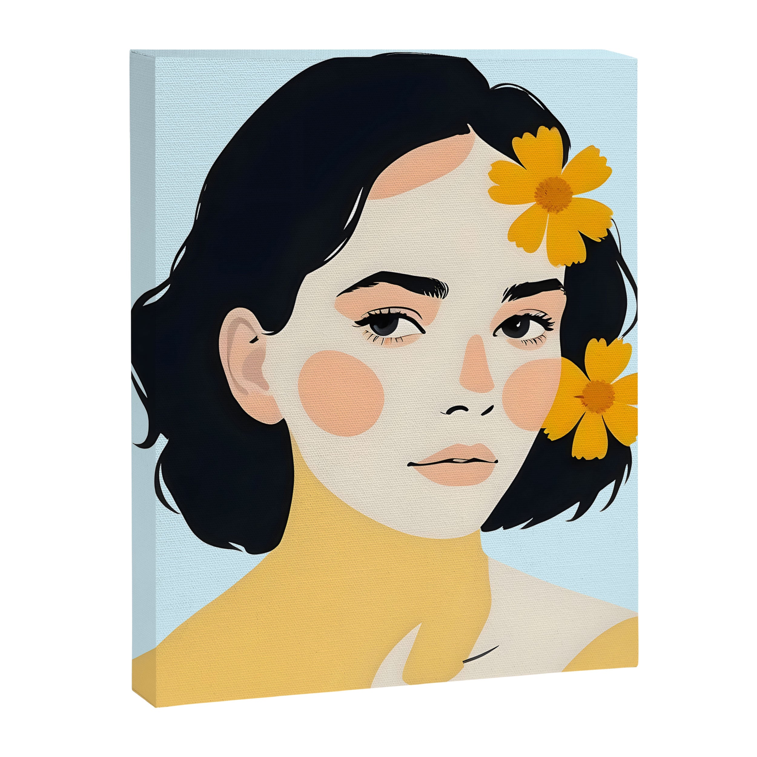 Variegated Human, Bohemian Woman Vitiligo Beauty, Self Love Positivity Mindset, Expressions Face Feelings Emotion Illustration, People Portrait Drawing Painting Canvas Print Gallery Image 6