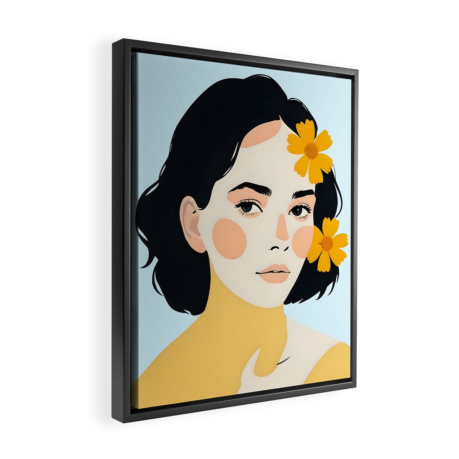 Variegated Human, Bohemian Woman Vitiligo Beauty, Self Love Positivity Mindset, Expressions Face Feelings Emotion Illustration, People Portrait Drawing Painting Framed Canvas Print Gallery Image 2
