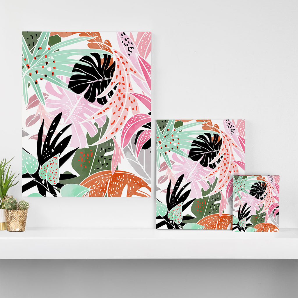 Veronica, Tropical Eclectic Bold Monstera Palm Illustration Nature Modern Colorful Jungle Canvas Print Gallery Image 3