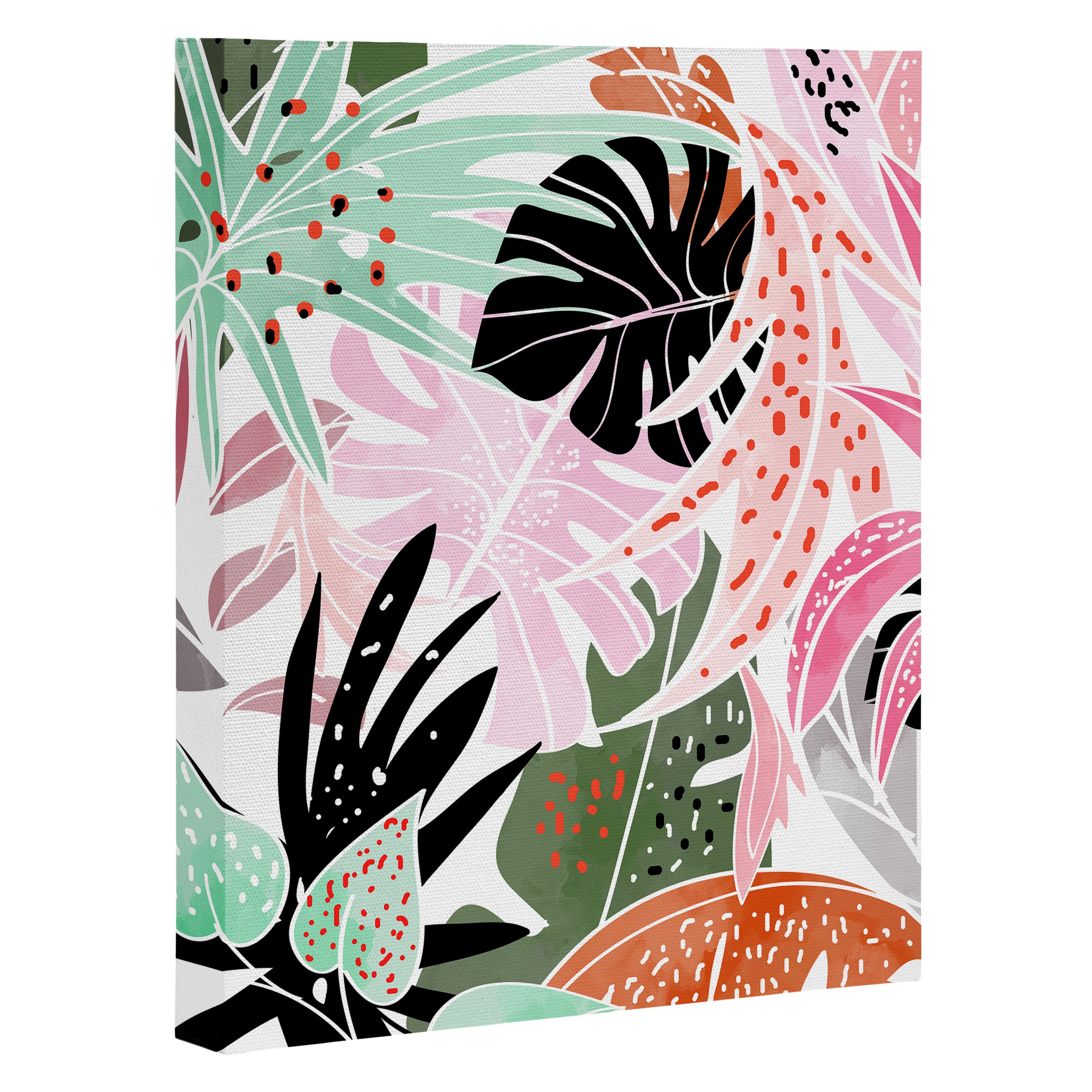 Veronica, Tropical Eclectic Bold Monstera Palm Illustration Nature Modern Colorful Jungle Canvas Print Gallery Image 3