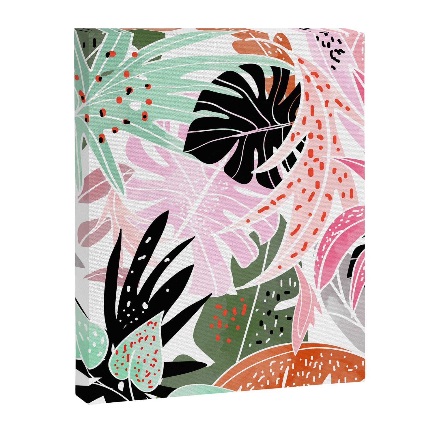 Veronica, Tropical Eclectic Bold Monstera Palm Illustration Nature Modern Colorful Jungle Canvas Print Gallery Image 6