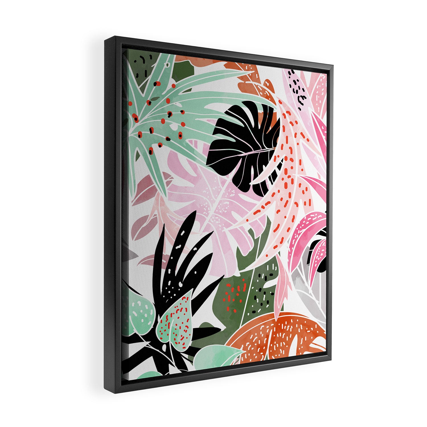 Veronica, Tropical Eclectic Bold Monstera Palm Illustration Nature Modern Colorful Jungle Framed Canvas Print Gallery Image 2