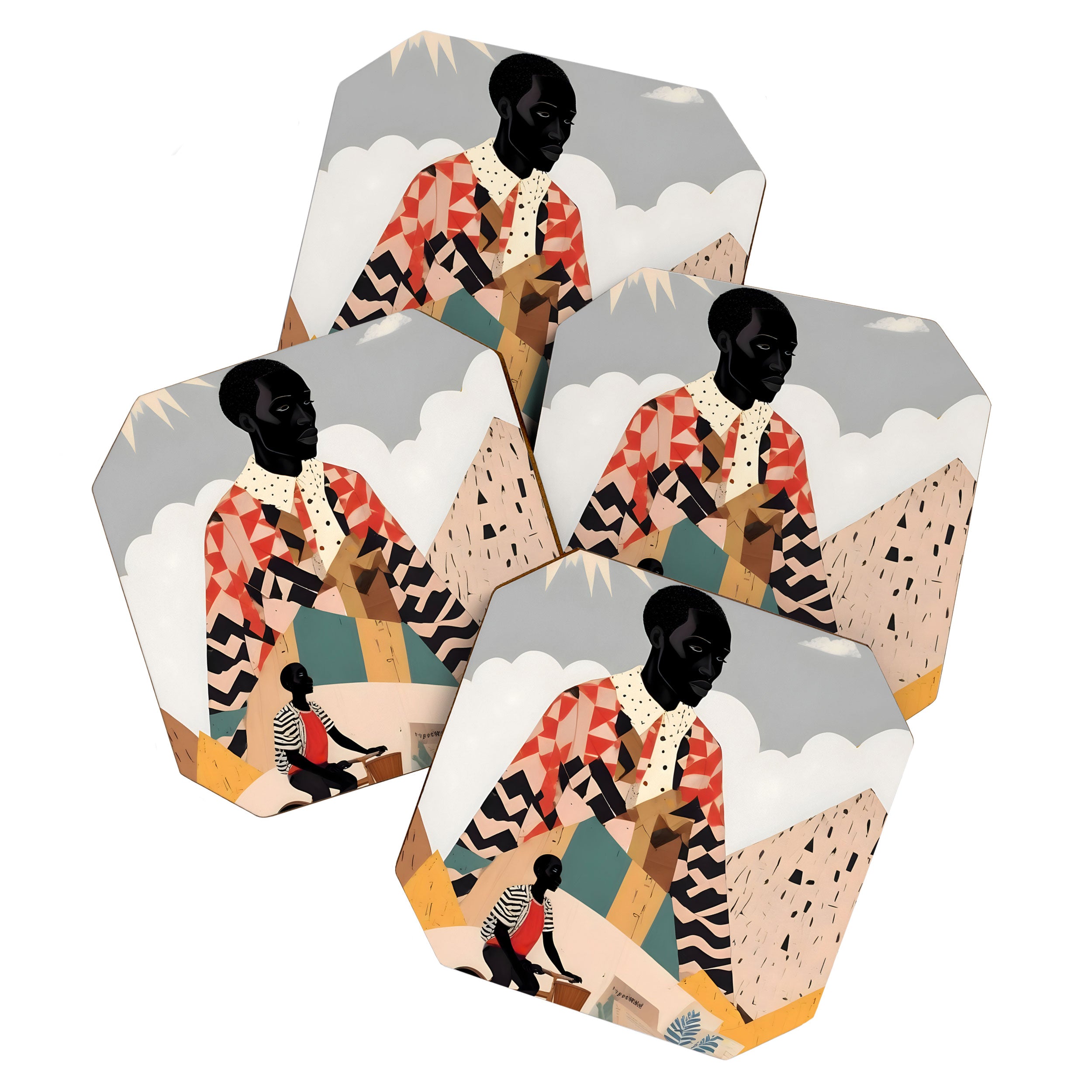 Virat Roop, Unimaginable Power God Divine Collage, Outdoors Adventure Travel Mountains, Nature Landscape Black Person Cycling Graphic Coaster Gallery Image 1