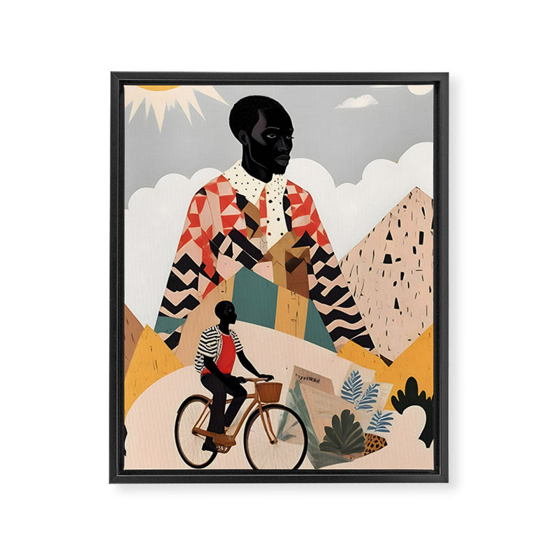 Virat Roop, Unimaginable Power God Divine Collage, Outdoors Adventure Travel Mountains, Nature Landscape Black Person Cycling Graphic Framed Canvas Print Gallery Image 6