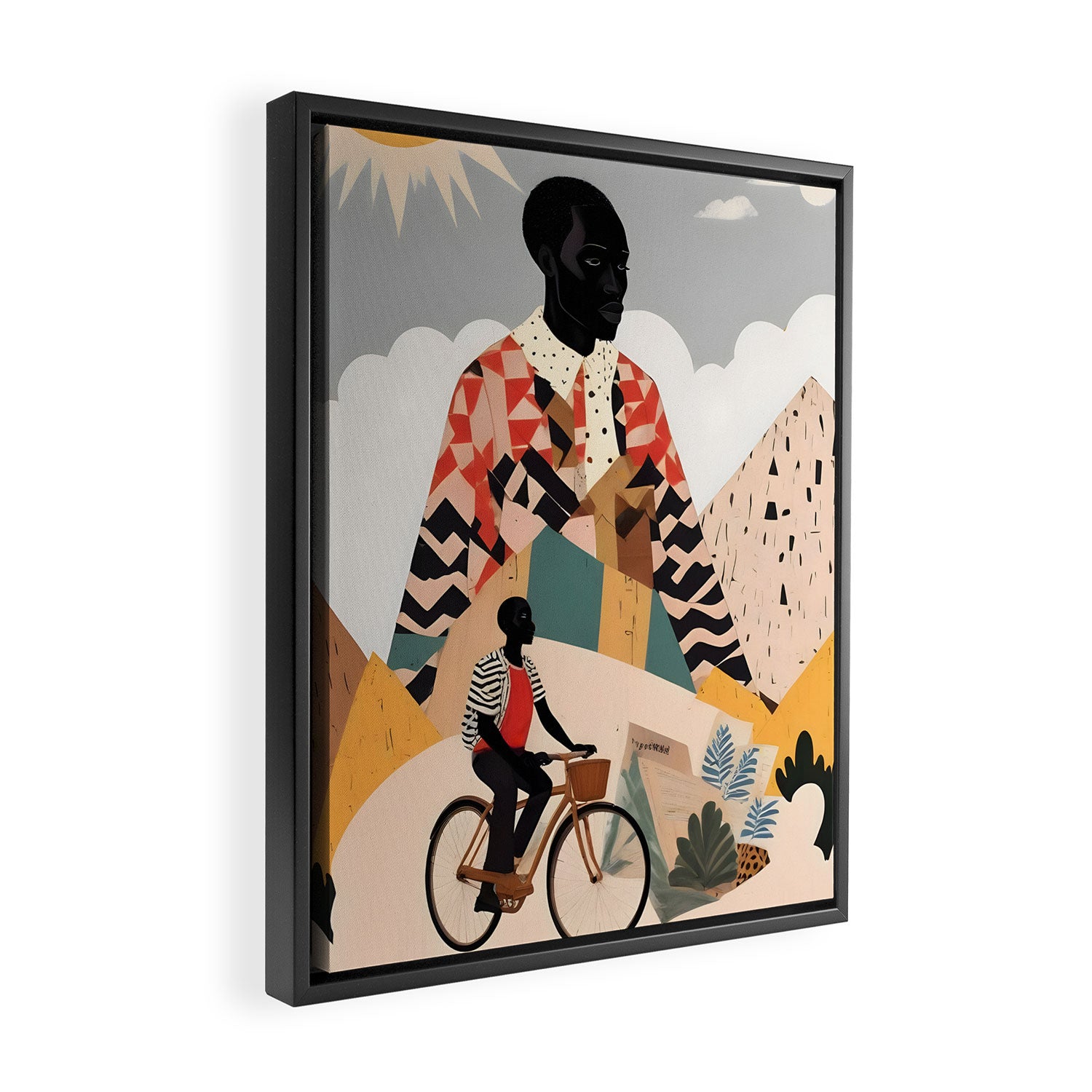 Virat Roop, Unimaginable Power God Divine Collage, Outdoors Adventure Travel Mountains, Nature Landscape Black Person Cycling Graphic Framed Canvas Print Gallery Image 2