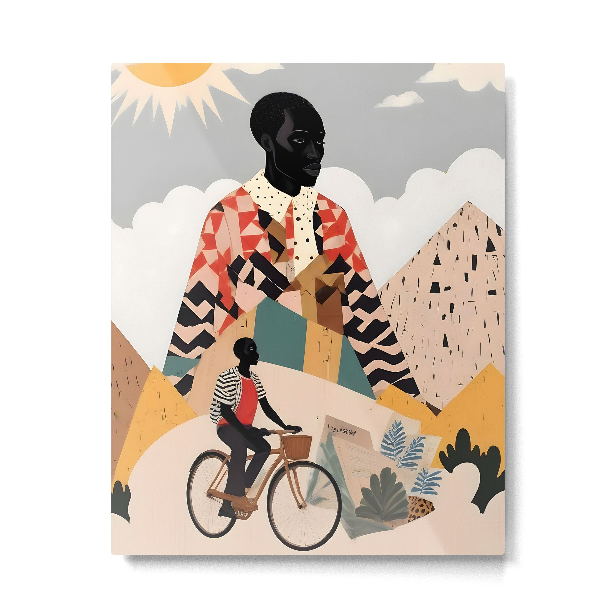 Virat Roop, Unimaginable Power God Divine Collage, Outdoors Adventure Travel Mountains, Nature Landscape Black Person Cycling Graphic Metal Print Gallery Image 4