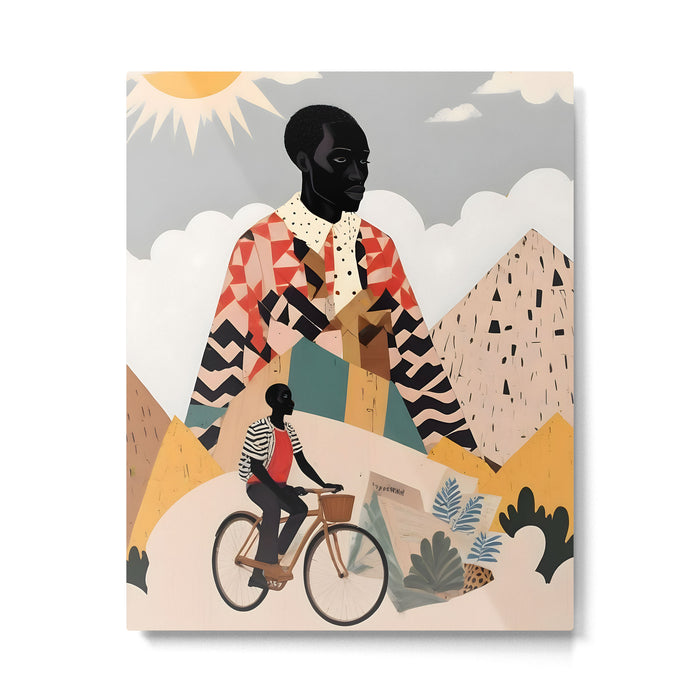 Virat Roop, Unimaginable Power God Divine Collage, Outdoors Adventure Travel Mountains, Nature Landscape Black Person Cycling Graphic Metal Print Gallery Image 1