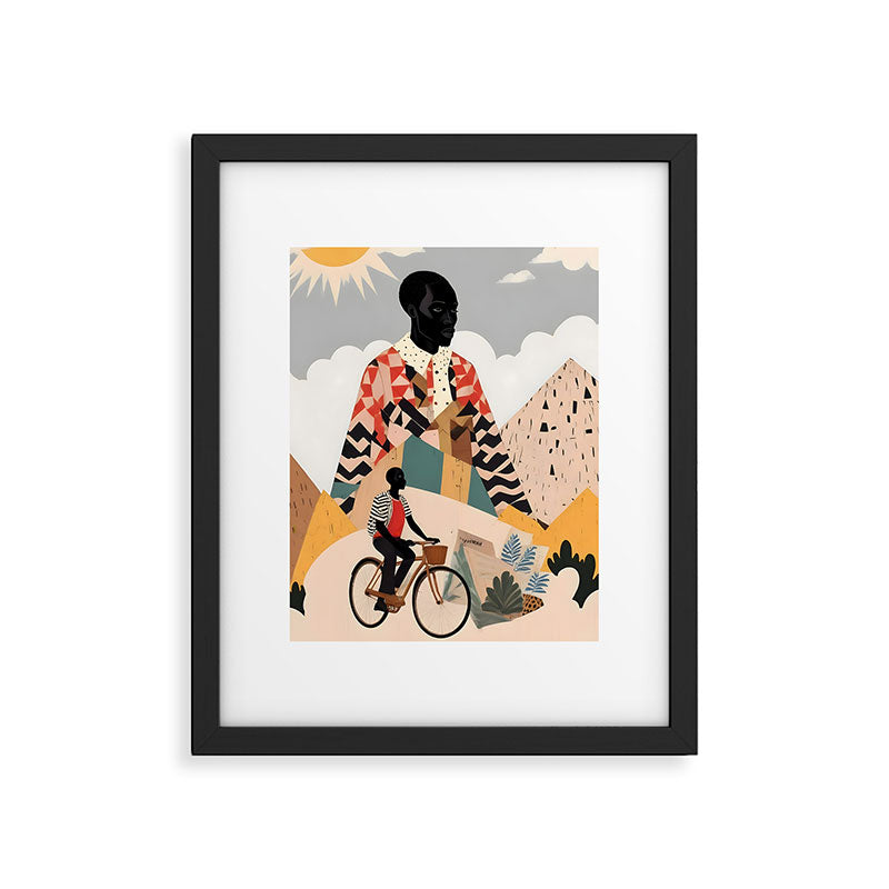 Virat Roop, Unimaginable Power God Divine Collage, Outdoors Adventure Travel Mountains, Nature Landscape Black Person Cycling Graphic Framed Art Print Gallery Image 5