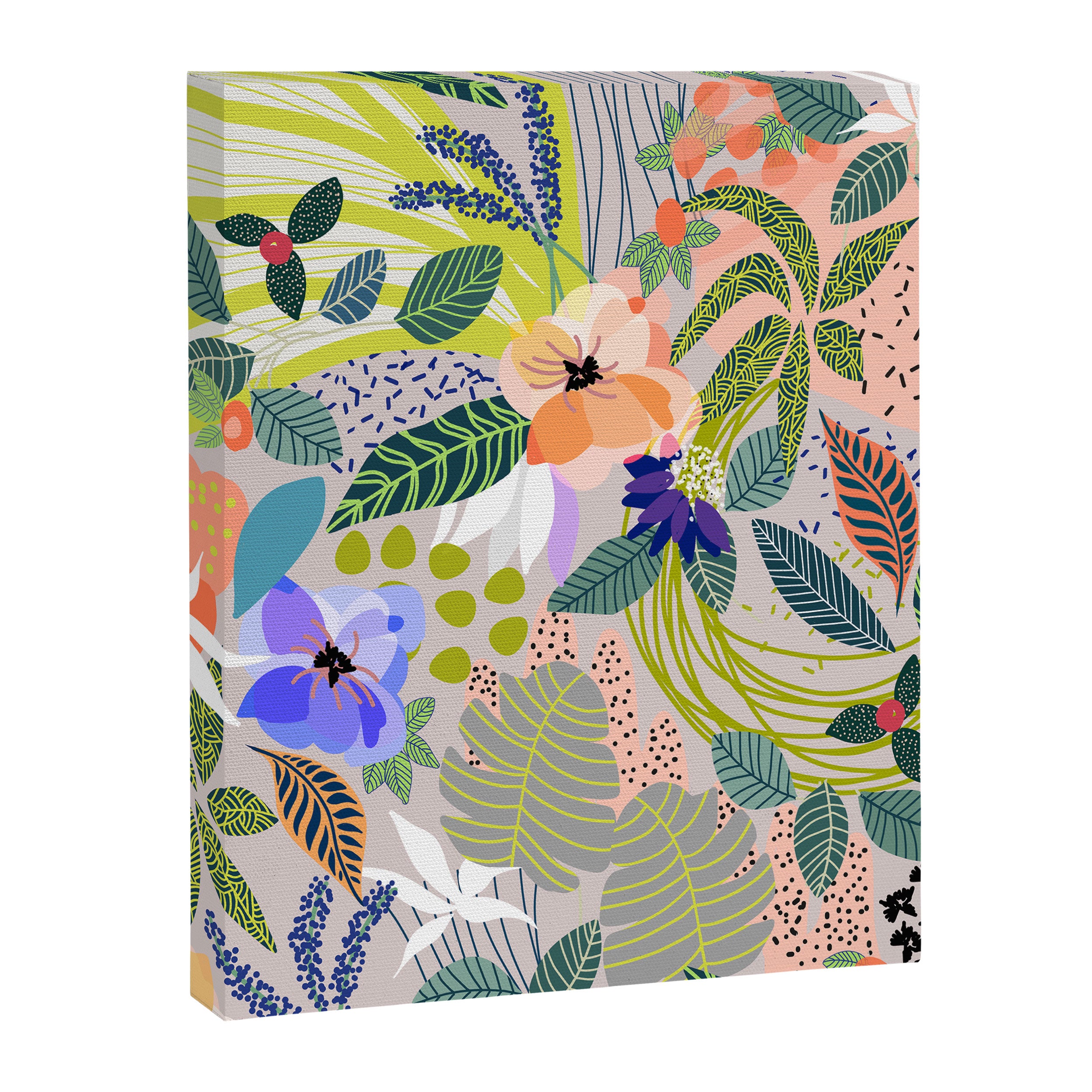 Wander, Floral Colorful Summer Modern Bohemian Illustration, Nature Blush Botanical Tropical Garden Canvas Print Gallery Image 6