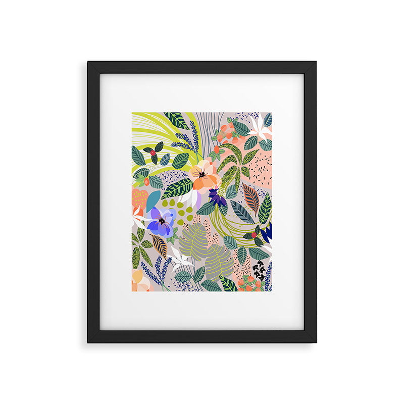 Wander, Floral Colorful Summer Modern Bohemian Illustration, Nature Blush Botanical Tropical Garden Framed Art Print Gallery Image 4