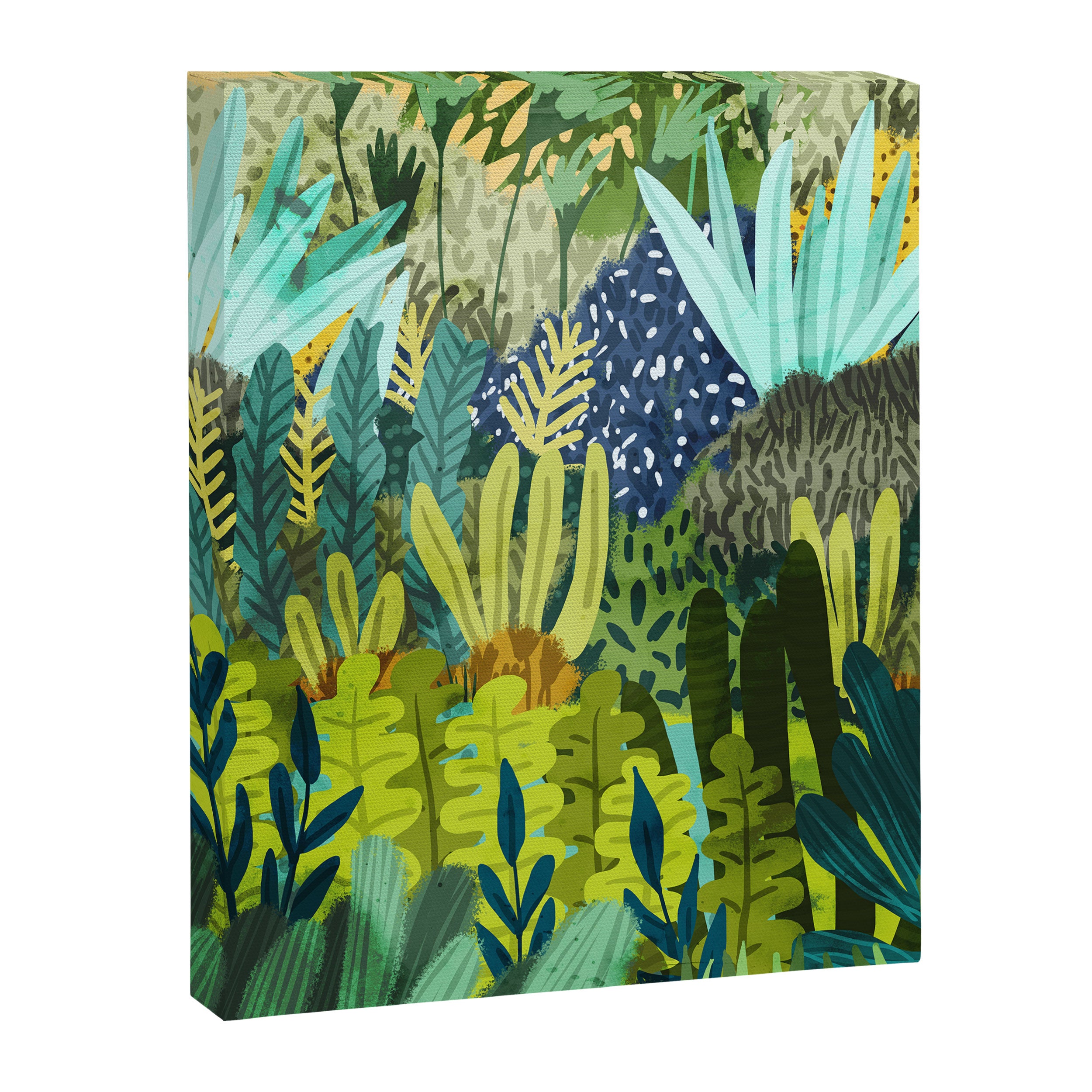 Wild Jungle Painting, Forest Dark Botanical Nature, Plants Tropical Eclectic Modern Illustration Canvas Print Gallery Image 6