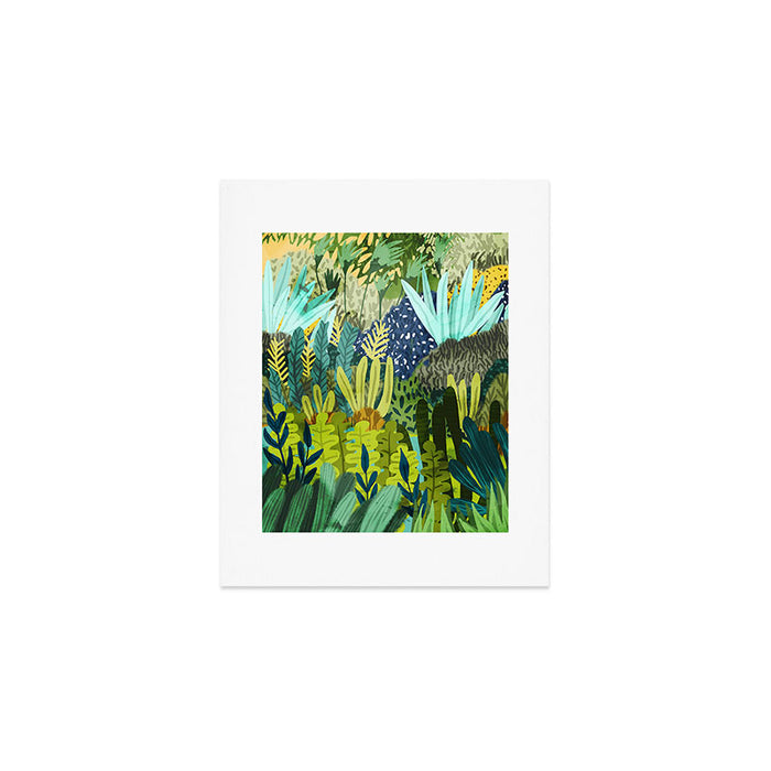 Wild Jungle Painting, Forest Dark Botanical Nature, Plants Tropical Eclectic Modern Illustration Art Print Gallery Image 1