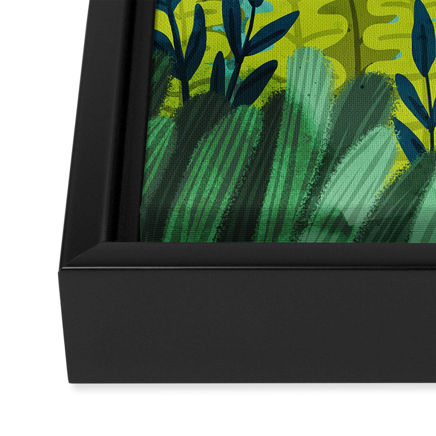 Wild Jungle Painting, Forest Dark Botanical Nature, Plants Tropical Eclectic Modern Illustration Framed Canvas Print Gallery Image 3