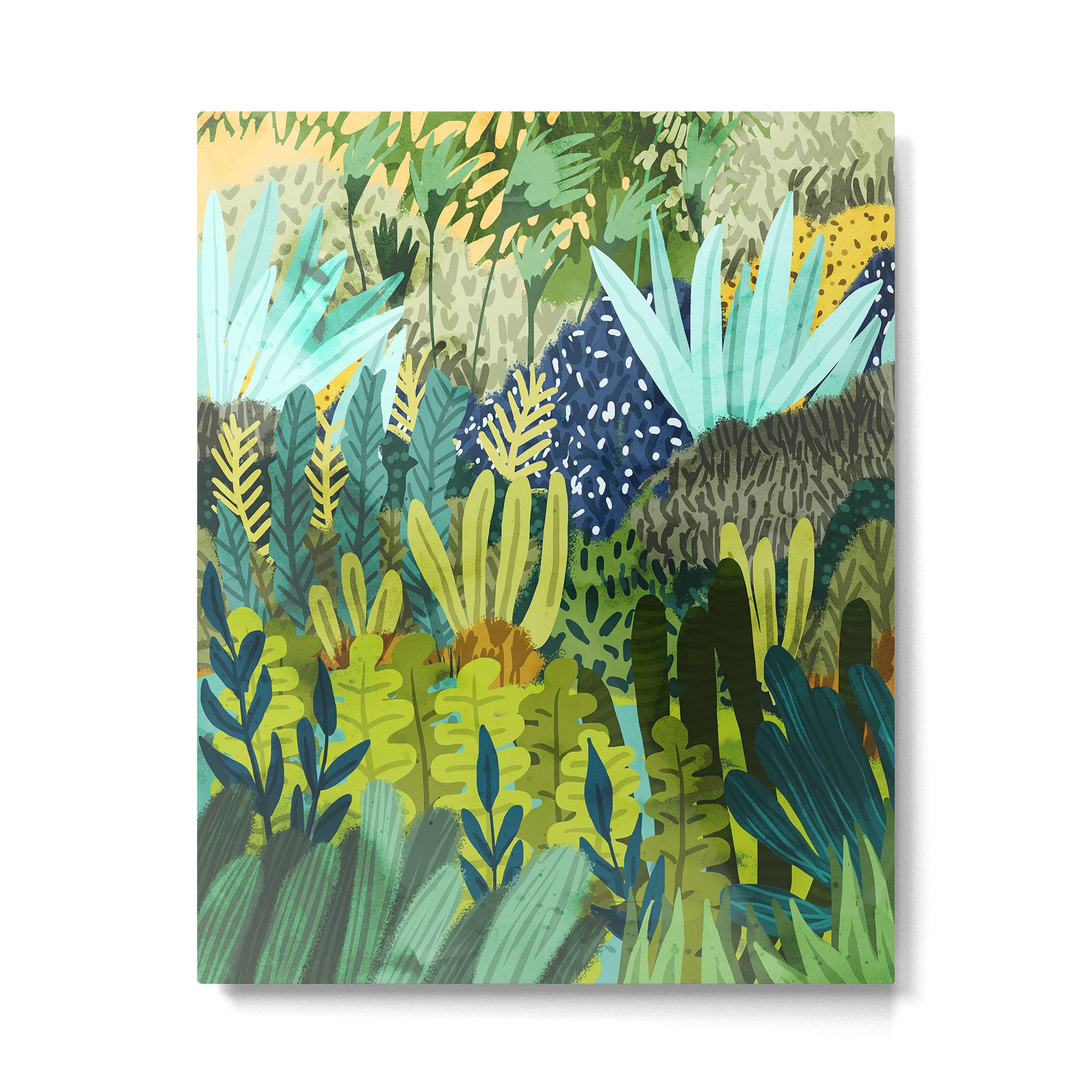Wild Jungle Painting, Forest Dark Botanical Nature, Plants Tropical Eclectic Modern Illustration Metal Print Gallery Image 4
