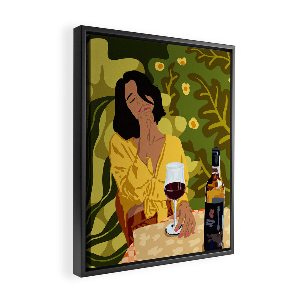 Wine is the answer. What was the question? Framed Canvas Print Gallery Image 2