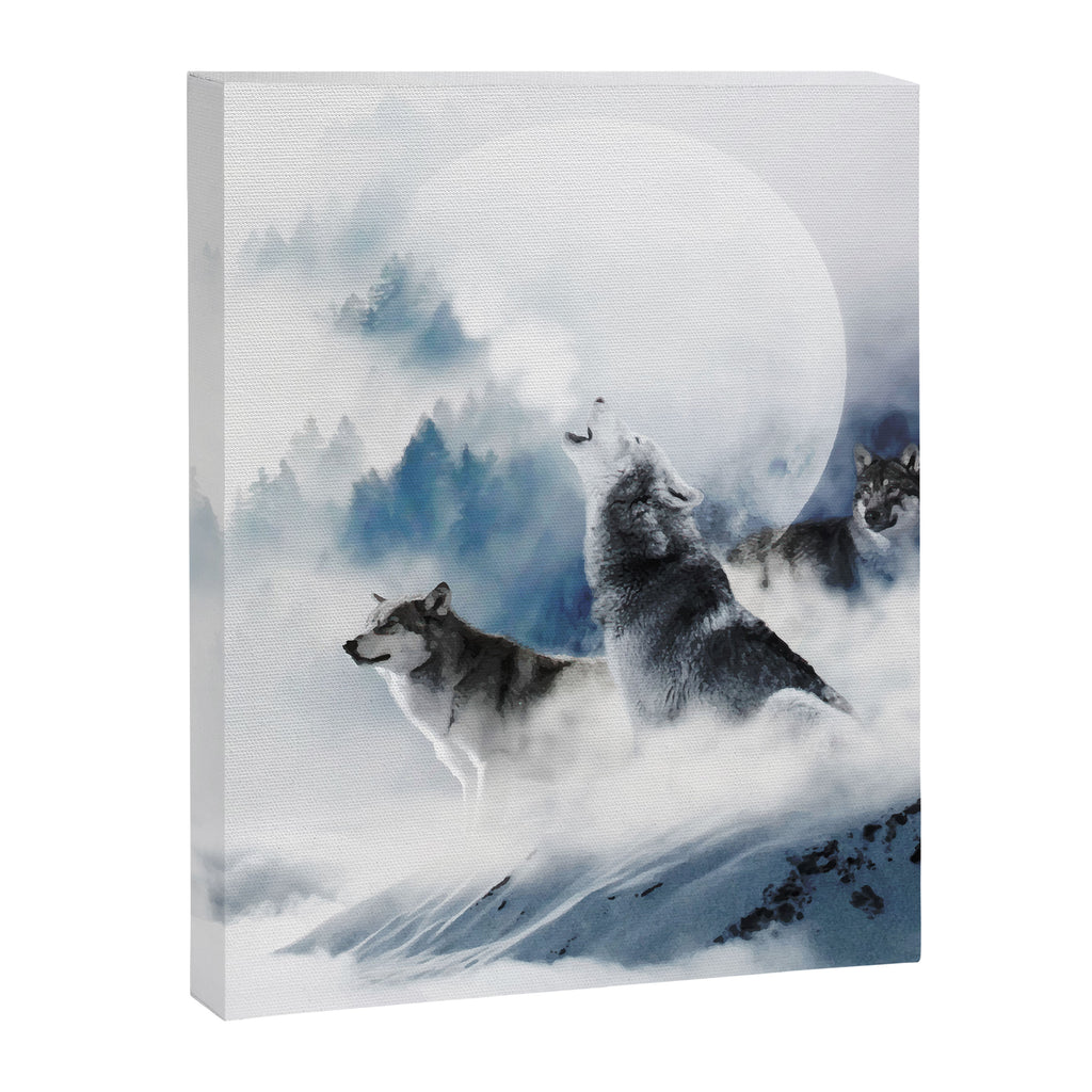Winter Wolves, Wildlife Wolf Wild Dogs, Snow Full Moon Animals Photography Love Digital Art Canvas Print Gallery Image 6