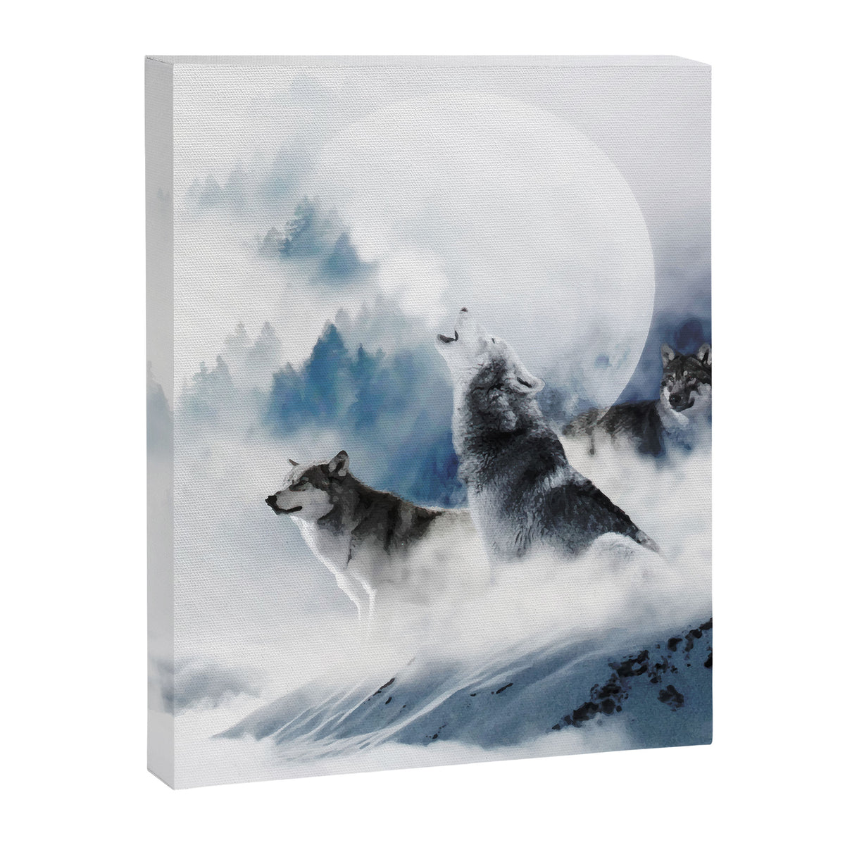 Winter Wolves, Wildlife Wolf Wild Dogs, Snow Full Moon Animals Photography Love Digital Art Canvas Print Gallery Image 6
