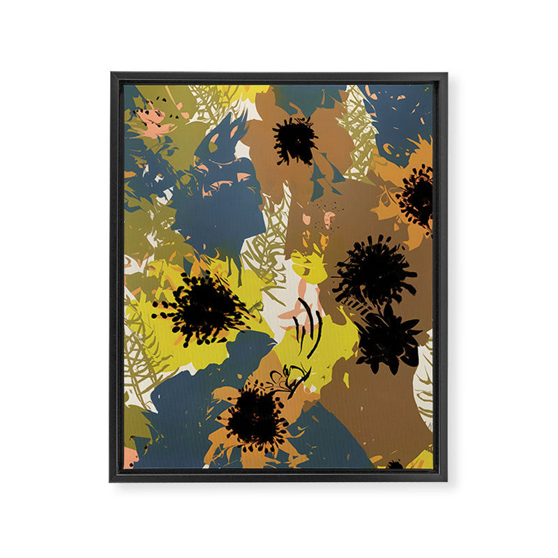 Yellow Ochre Florals Framed Canvas Print Gallery Image 6