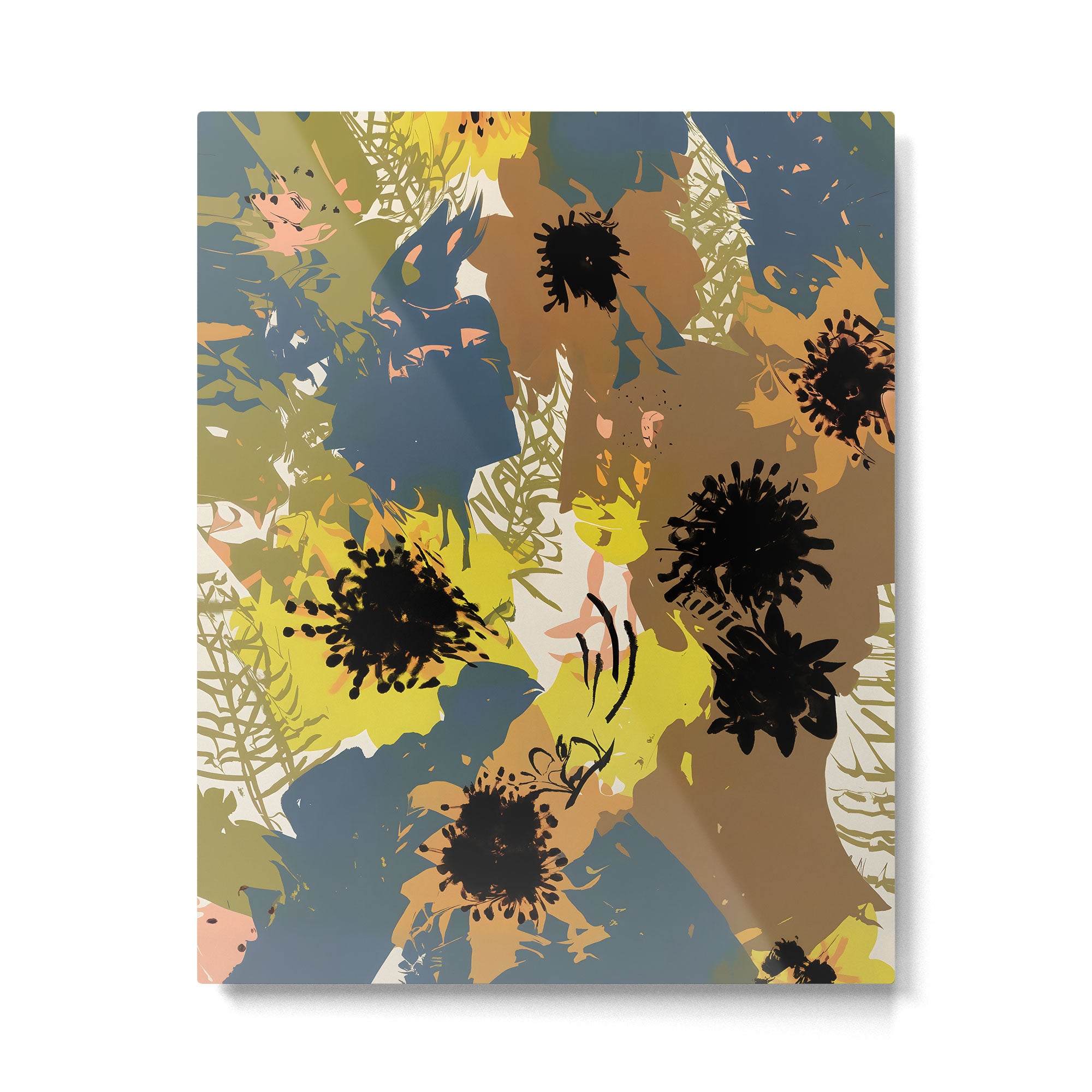 Yellow Ochre Florals Metal Print Gallery Image 4