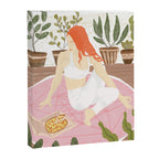 Yoga + Pizza, Red Head Woman Work Out Stay At Home, Ginger Plant Lady Home Decor Food Illustration Canvas Print Gallery Image 6