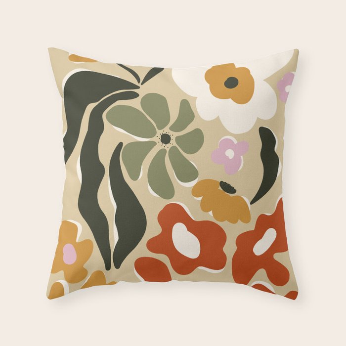 Mid-century garden Throw Pillow