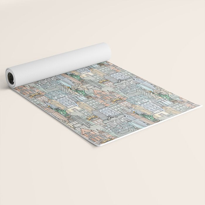 New York watercolor Yoga Mat Gallery Image 2