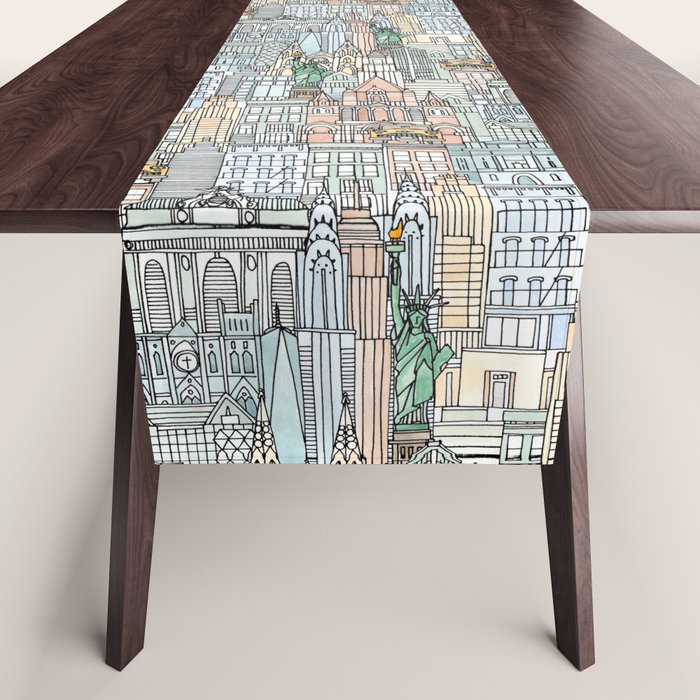 New York watercolor Table Runner Gallery Image 1