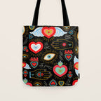 Milagro Love Hearts - Black Tote Bag Gallery Image 1
